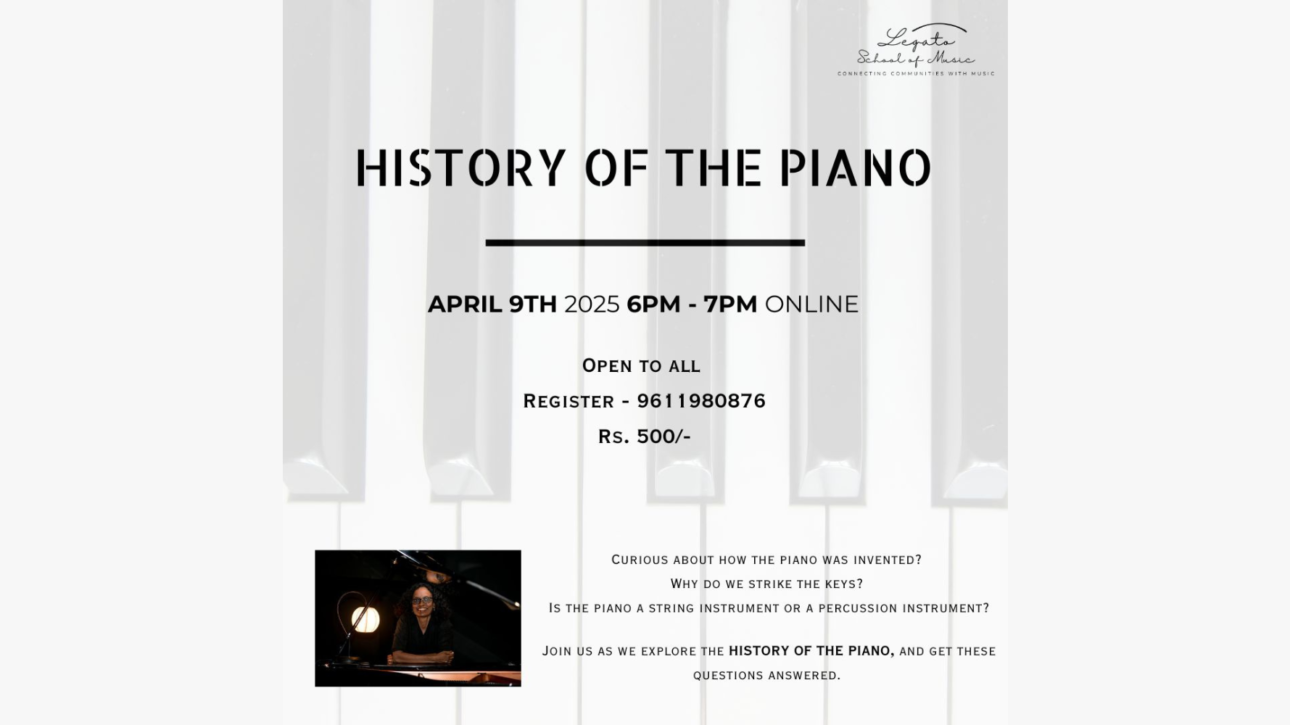 Legato school of music history of the piano event poster